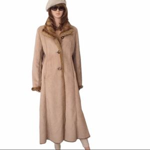 NWOT Vintage Talbots Vegan Suede Midi Coat w/ Faux Fur Trim Size M